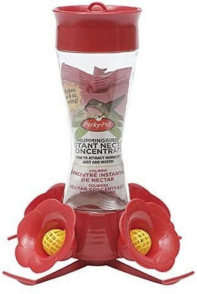 Red Glass and Plastic Hanging Hummingbird Feeder, 11-inch