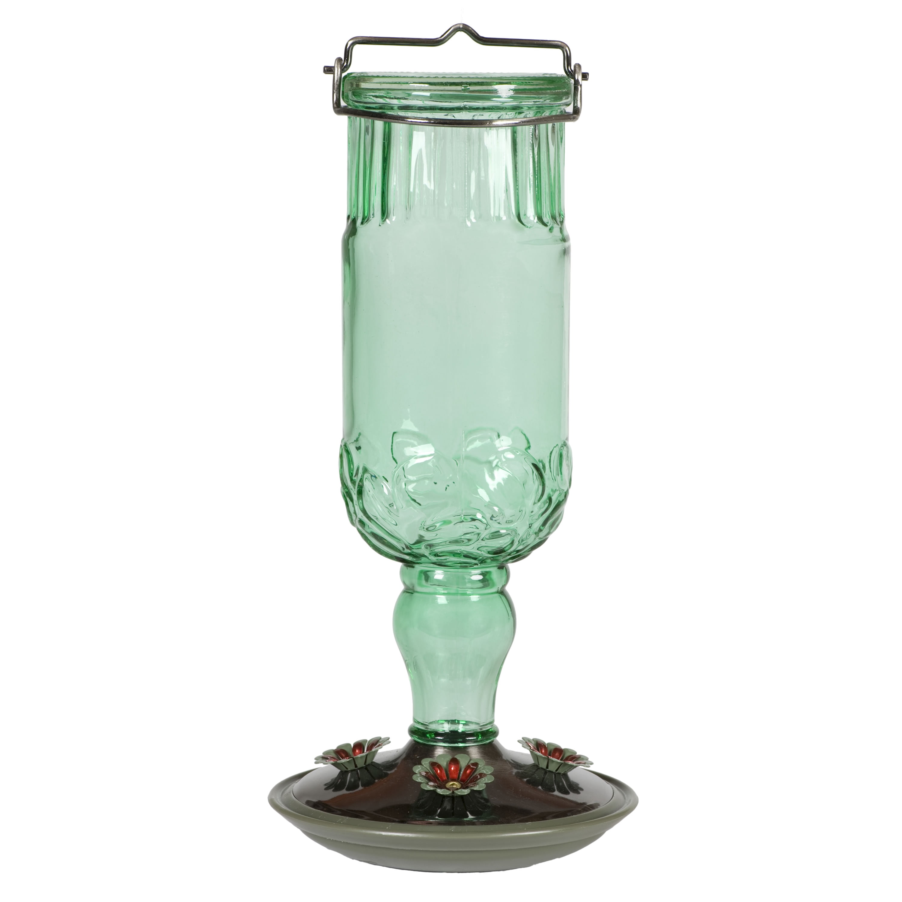 Perky-Pet 24 oz Green Antique Bottle Hummingbird Feeder