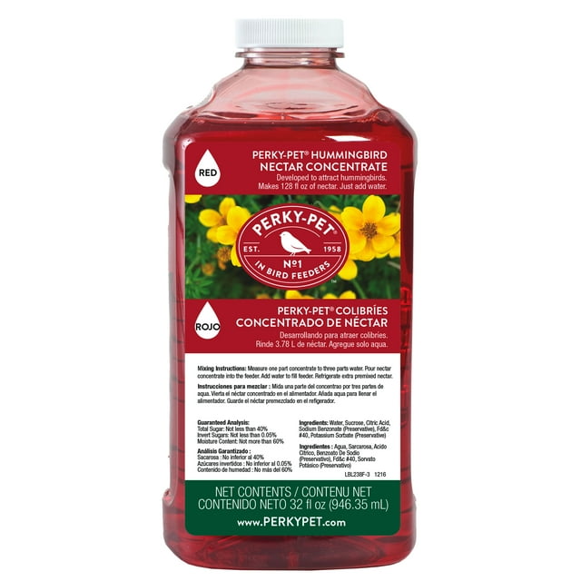 PerkyPet Hummingbird Food Feed 32 oz Red Nectar Concentrate for