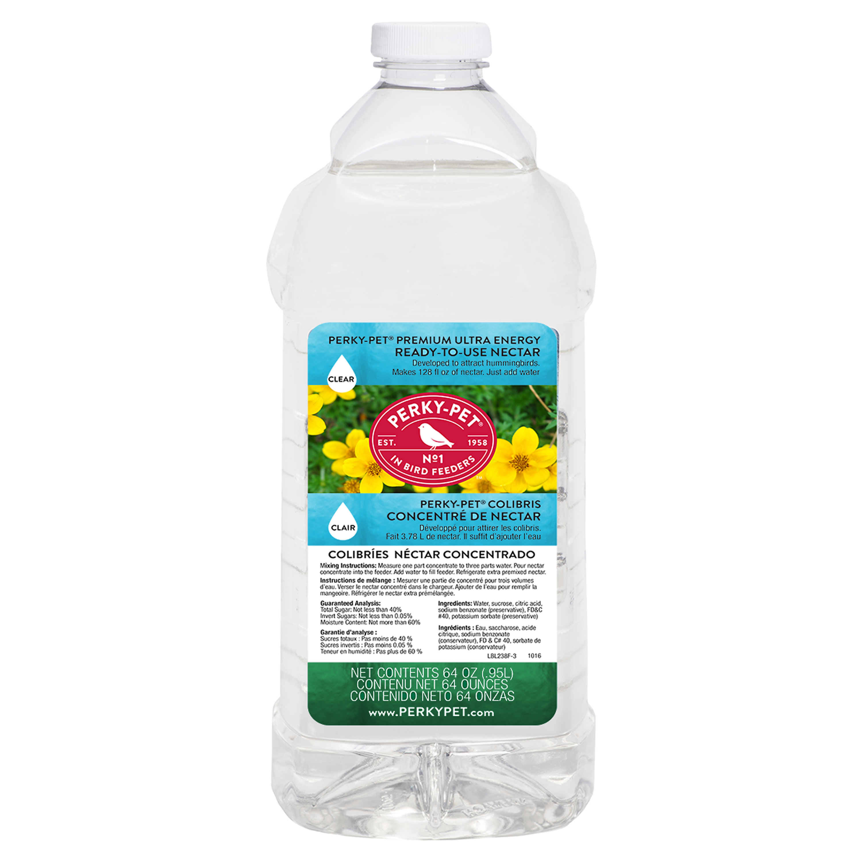 PerkyPet 64 fl oz Premium ReadytoUse Clear Hummingbird Nectar