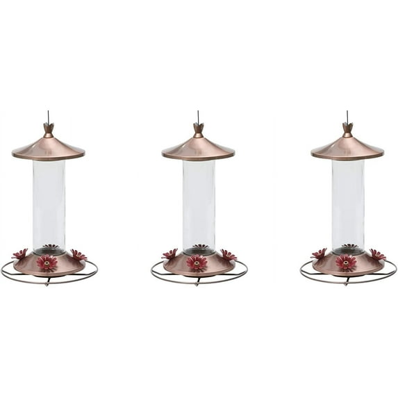 Perky-Pet 710B Elegant Copper Glass Hummingbird Feeder - 12 oz Pack of 3