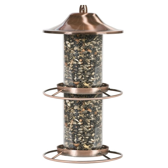 Perky-Pet 8039814 4.5 lbs Wild Bird Copper Panorama Bird Feeder, 2 Ports