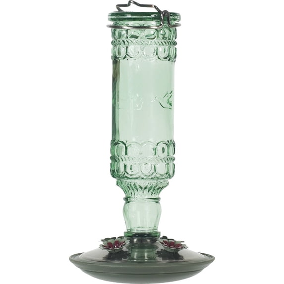 Perky-Pet 8108-2 Green Antique Bottle 10-Ounce Glass Hummingbird Feeder 2 Pack