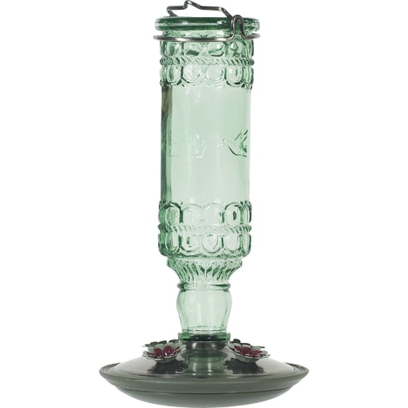 Perky-Pet 8108-2 Green Antique Bottle 10-Ounce Glass Hummingbird Feeder 3-Pack