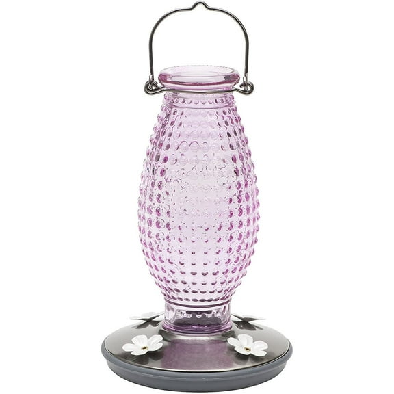 Perky Pet 8131-2 Cranberry Hobnail Vintage Glass Hummingbird Feeder 3 Pack