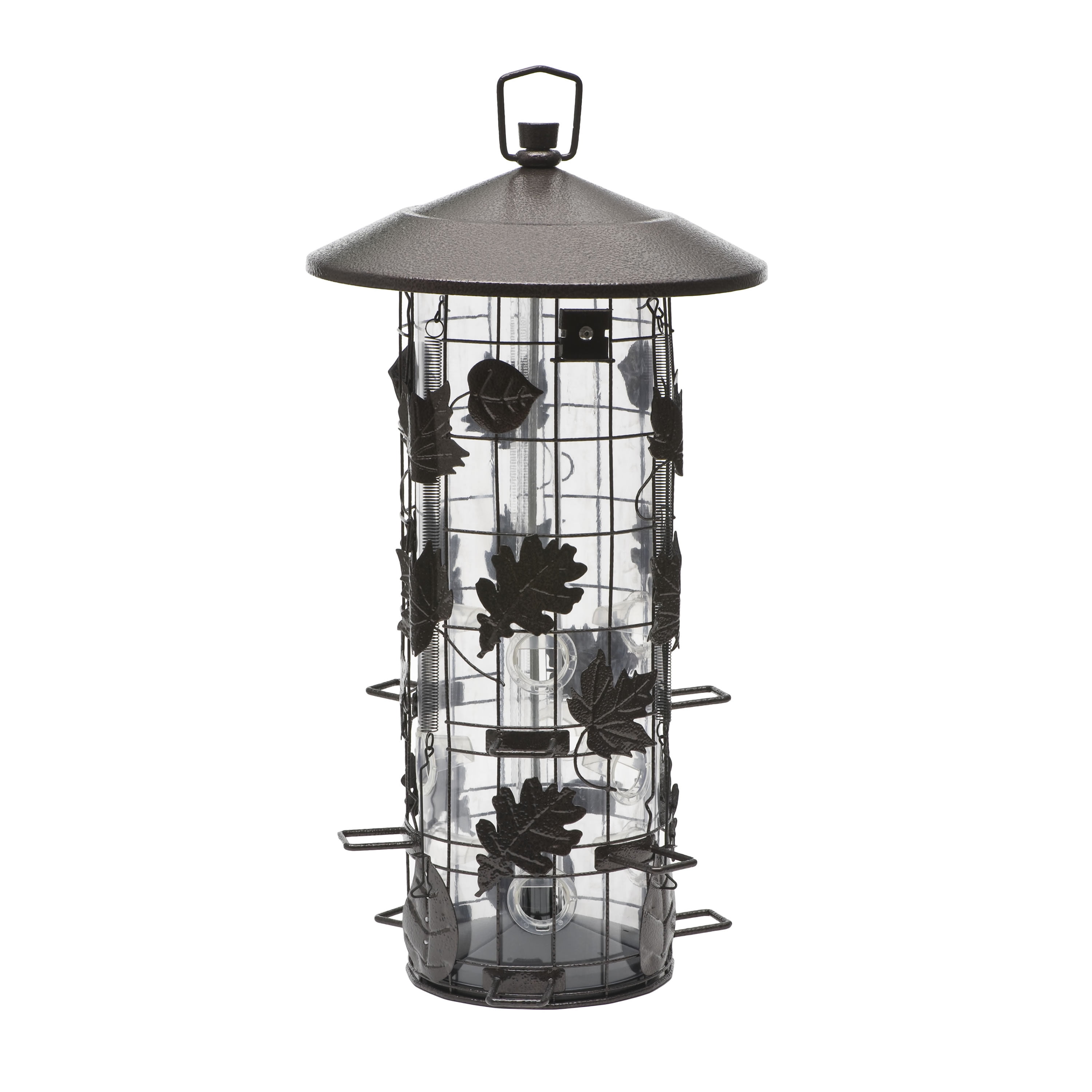 Black Metal Squirrel Resistant Hanging Tube Bird Feeder