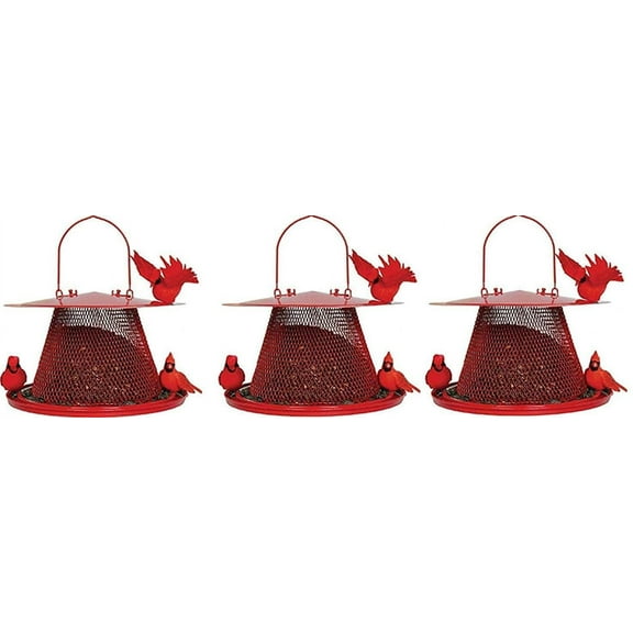 Perky-Pet Cardinal Bird Feeder C00322 - Hanging Outdoor Red - Pack of 3