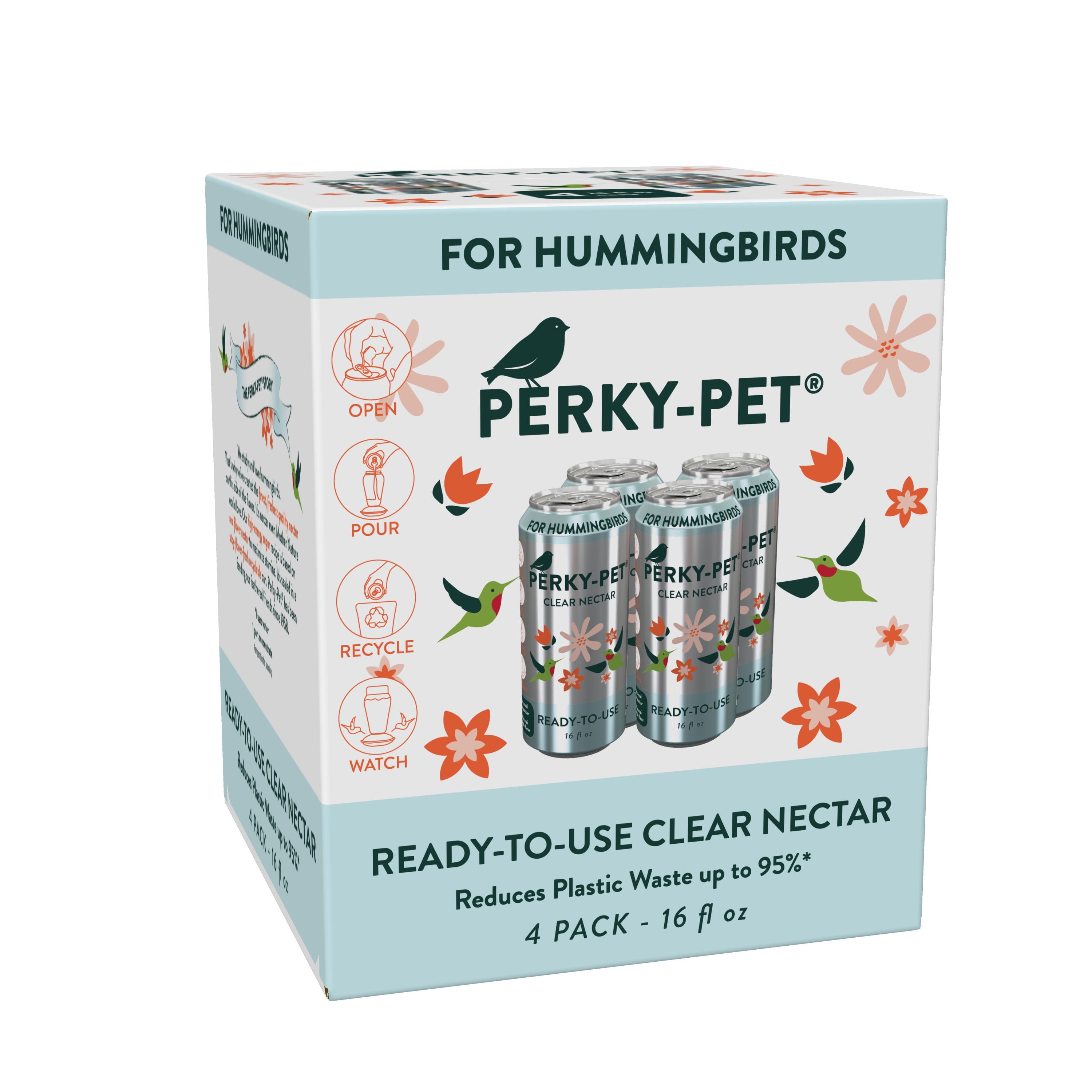 Perky Pet Can Hummingbird Nectar, Clear, 4 Pack, ReadytoUse