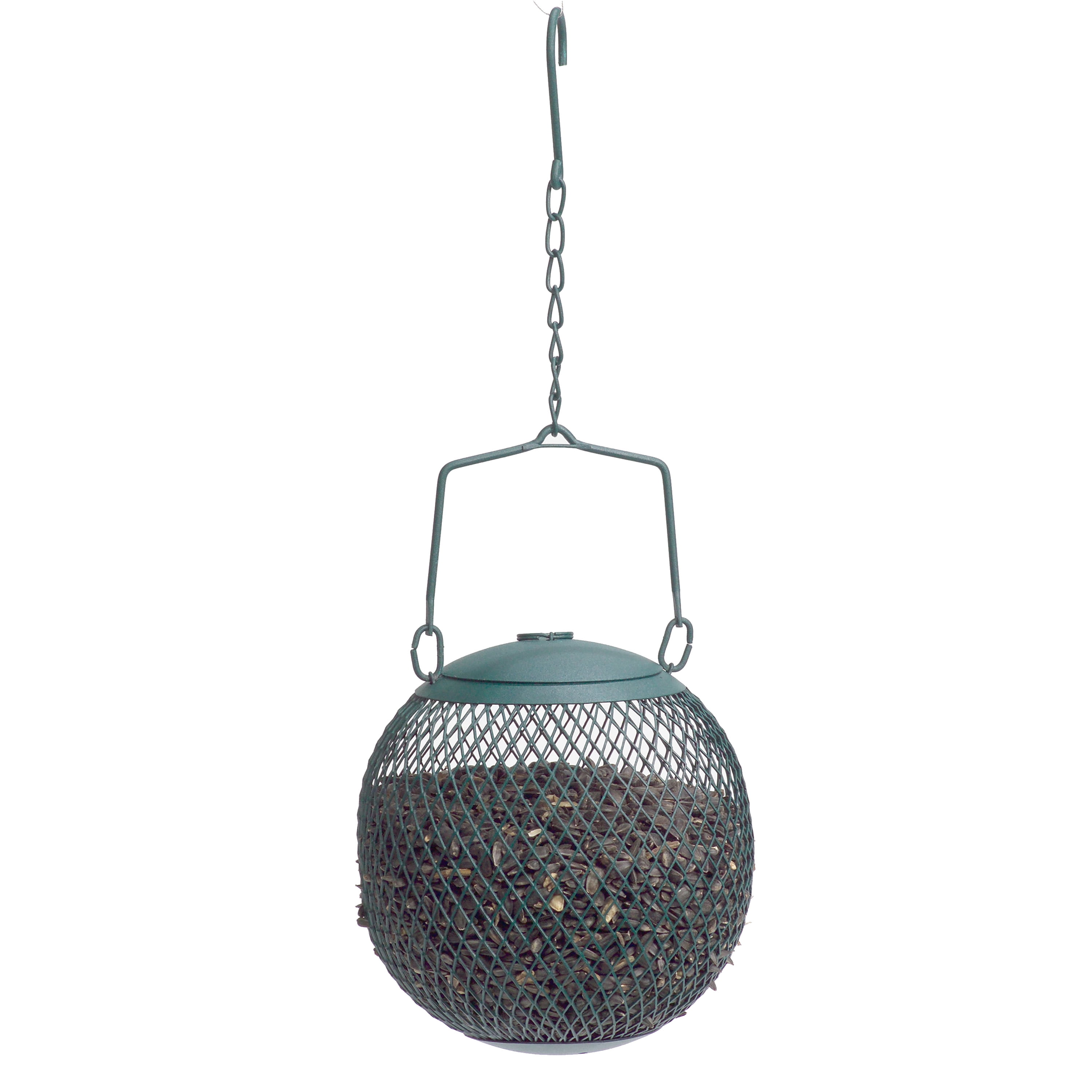 Green Metal Hanging Squirrel Feeding Station