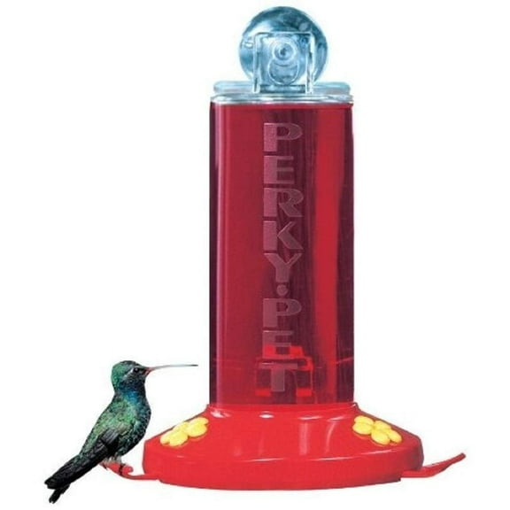 Perky-Pet Plastic Window Mount Hummingbird Feeder, Red, 8 oz Capacity
