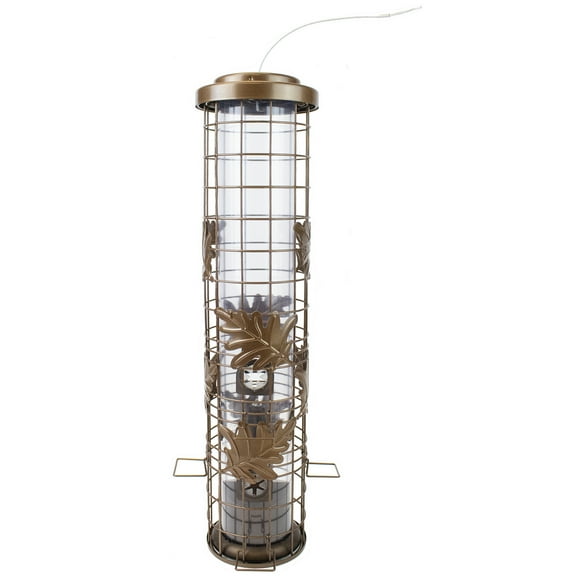 Perky-Pet Squirrel-Be-Gone Max Wild Bird Feeder with Flexports - 1.75 lb Capacity, Bronze