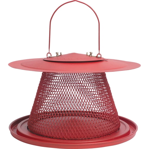 Perky-Pet Squirrel Proof circular seed tray Bird Feeder, Red