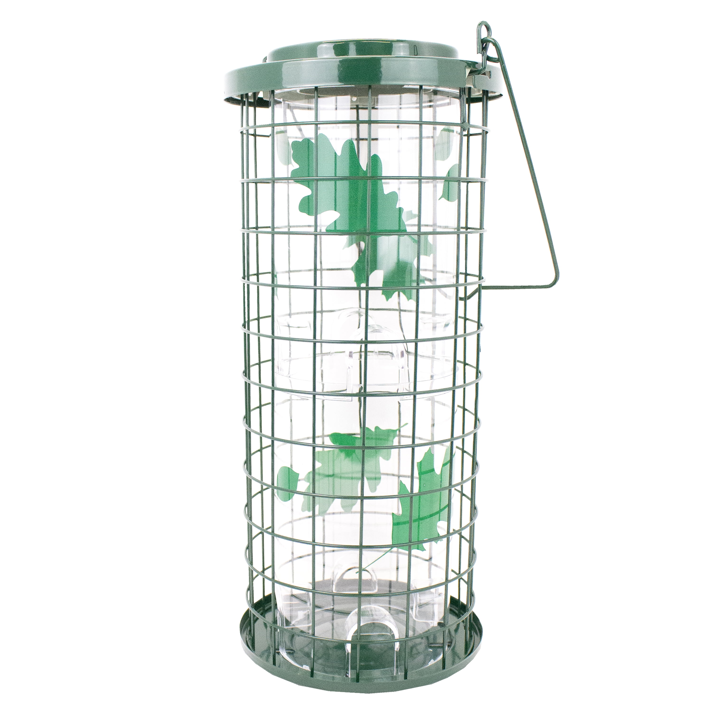 Green Metal and Plastic Squirrel Resistant Hanging Bird Feeder