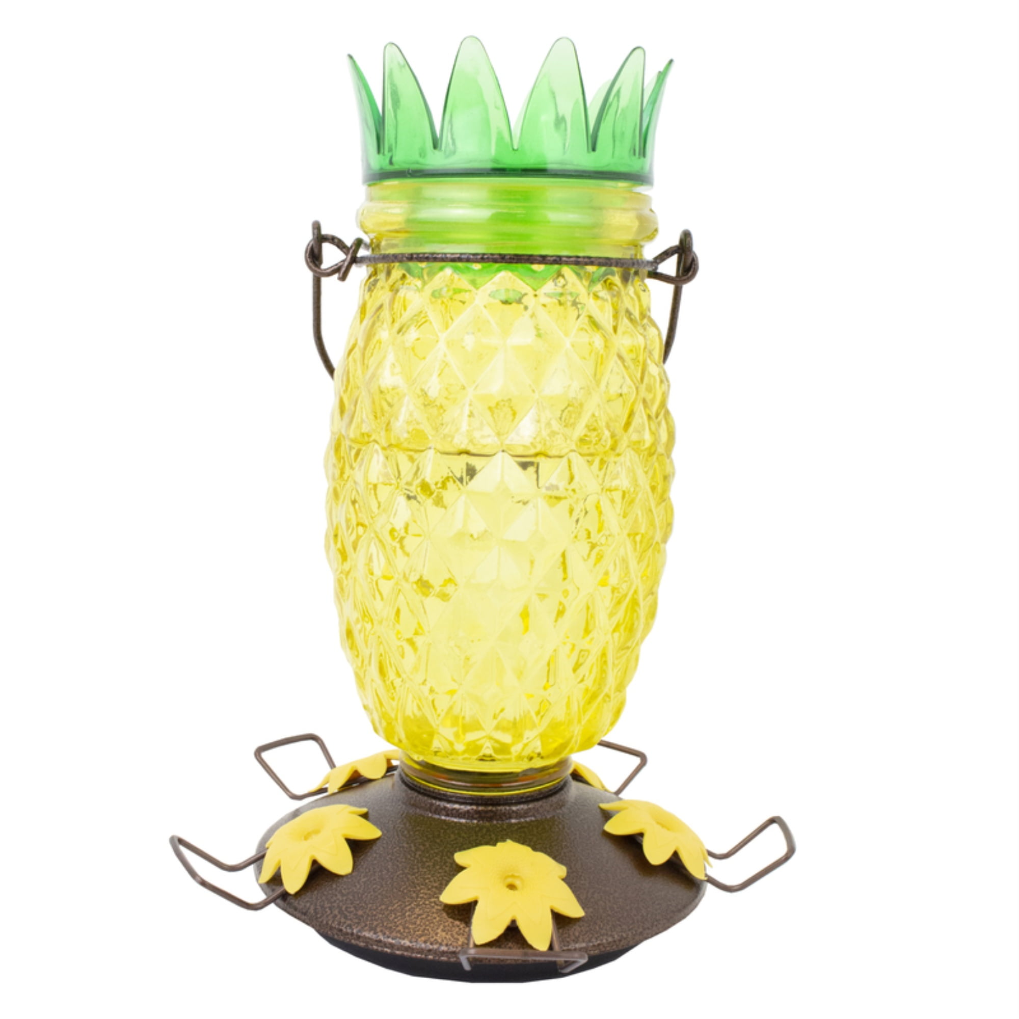 Perky-Pet Yellow Pineapple Top-Fill Glass Hummingbird Feeder 28 oz