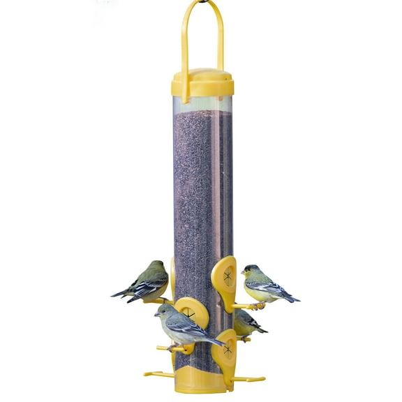 Perky-Pet Yellow Plastic Finch Tube Feeder - 1.5 lb Capacity
