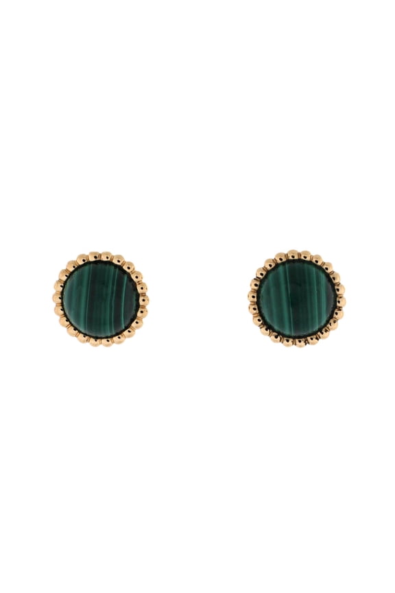 Perle Couleurs Stud Earrings 18K Yellow Gold and Malachite By Rebag