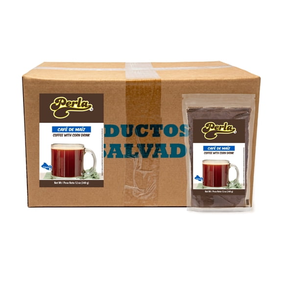 Perla Coffee with Corn Drink Mix (Cafe de Maiz) 12 oz, Case of 20