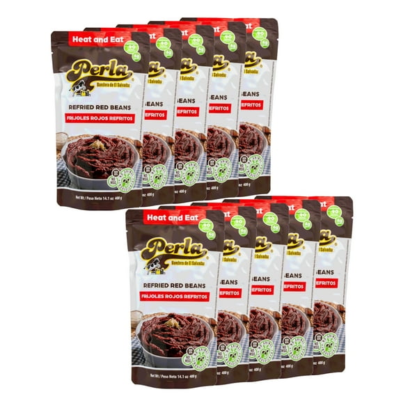 Perla Salvadoran Refried Red Beans Pack of 10 (14 oz each item)