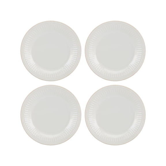 Perle Groove Dinner Plates, Set Of 4 - Stoneware with Carved Design and Textured Beads