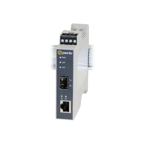 Perle SR-1110-SFP Transceiver/Media Converter - 1 x Network (RJ-45) - Gigabit Ethernet, Fast Ethernet - 10/100/1000Base-T, 1000Base-X, 100Base-X - 0.10 km - 1 x Expansion Slots - SFP (mini-GBIC) - ...