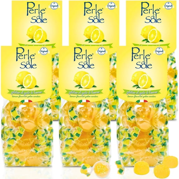 Perle di Sole Soft Lemon Candy from Italy - Lemon Jelly Candy - Italian Candy Individually Wrapped - Soft Fruit Gelee Candy - Pack of 6 (7.05 Oz)