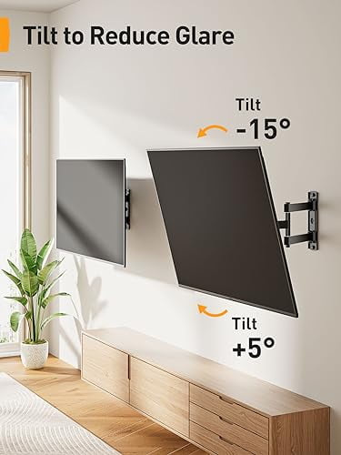 Perlegear Full Motion TV Wall Mount for 26-55 inch Flat or Curved TVs ...