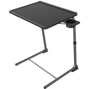 Perlegear Portable 6 Height & 3 Tilt Angles TV Tray Table TV Dinner Sofa Desk for Home Office, Black