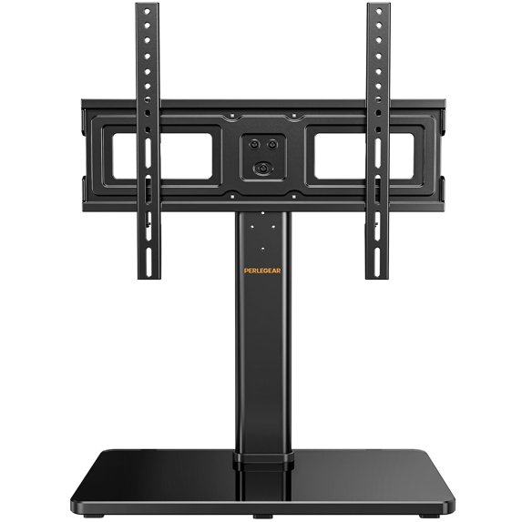 Perlegear Tabletop TV Stand, Universal TV Stand for 23-60 Inch LCD LED OLED TVs, Height Adjustable TV Base Stand with Tempered Glass Base Cable Management,VESA 400x400mm, PGTVS02 C108
