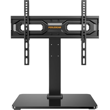 Perlegear Universal Swivel TV Stand Base for 32–70 inch TVs, Height Adjustable Table Top TV Stand with Tilt, Tempered Glass Base, Holds up to 88 lbs, VESA 400x400mm