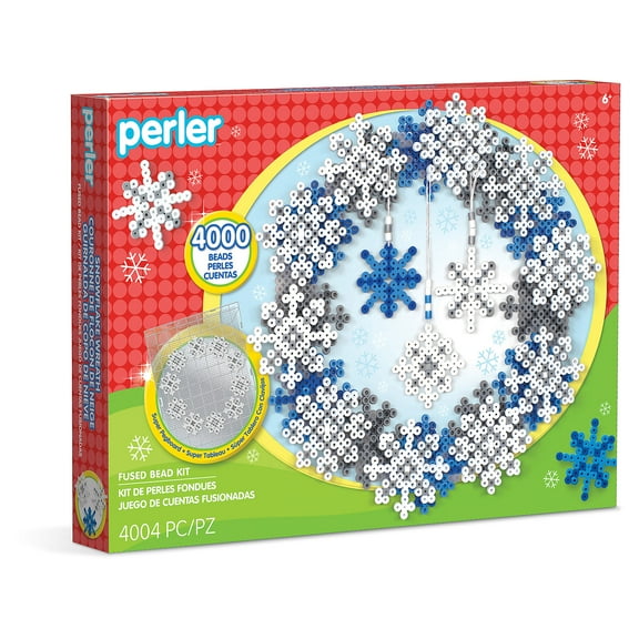 Perler 3D Snowflake Wreath Fused Bead Kit, Ages 6 and up, 4004 Pieces