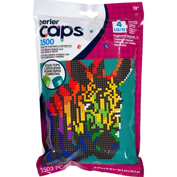 Perler 80-11147 Solid-Top Cap Fuse Beads, 3505pcs, Zebra Pattern Kit