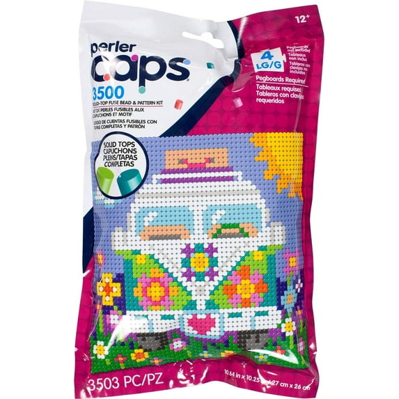 Perler 80-11148 Solid-Top Cap Fuse Beads, 3505pcs, Bus Pattern Kit