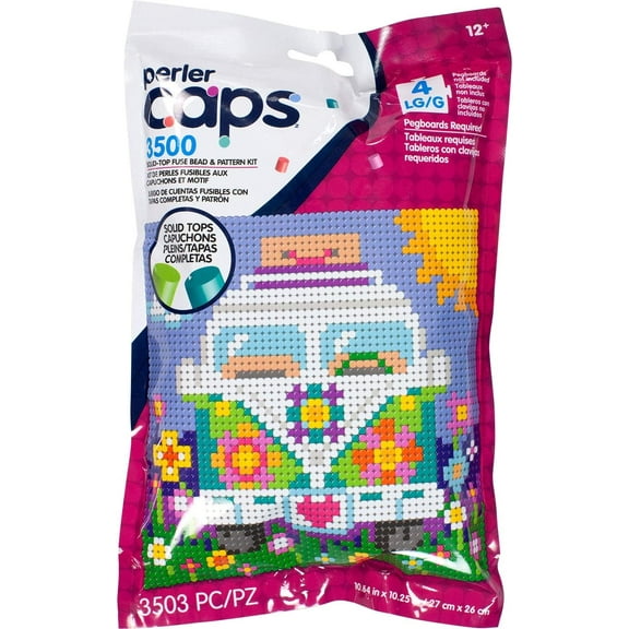 Perler 80-11148 Solid-Top Cap Fuse Beads, 3505pcs, Bus Pattern Kit