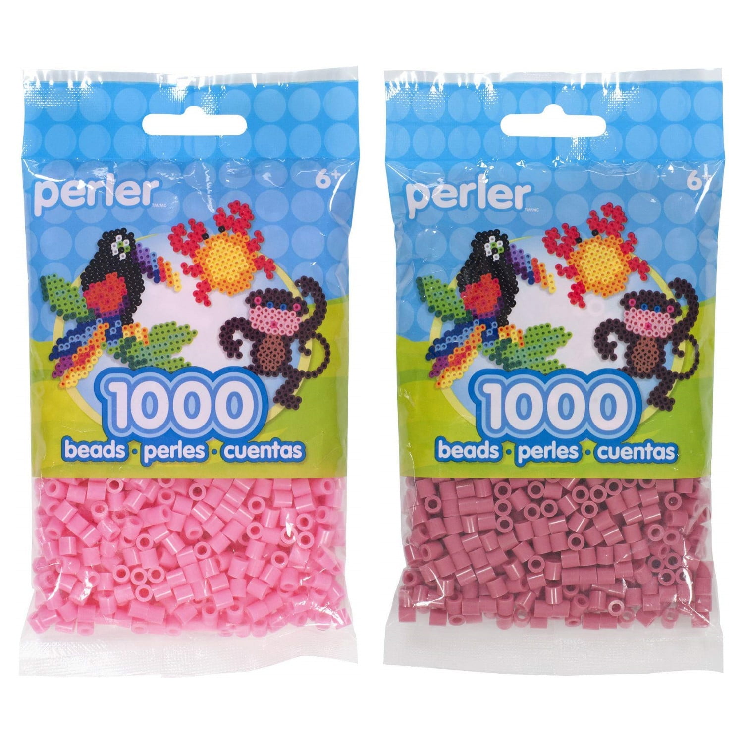 Perler Bead Bag 1000, Bundle of Cotton Candy and Rose (2 Pack)