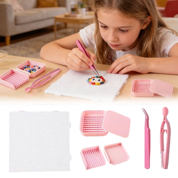 Perler Bead Tool Kit (7 pieces) Complete The Bead Art Craft With Nail Boards And Bead Clamps For DIY Projects And Education