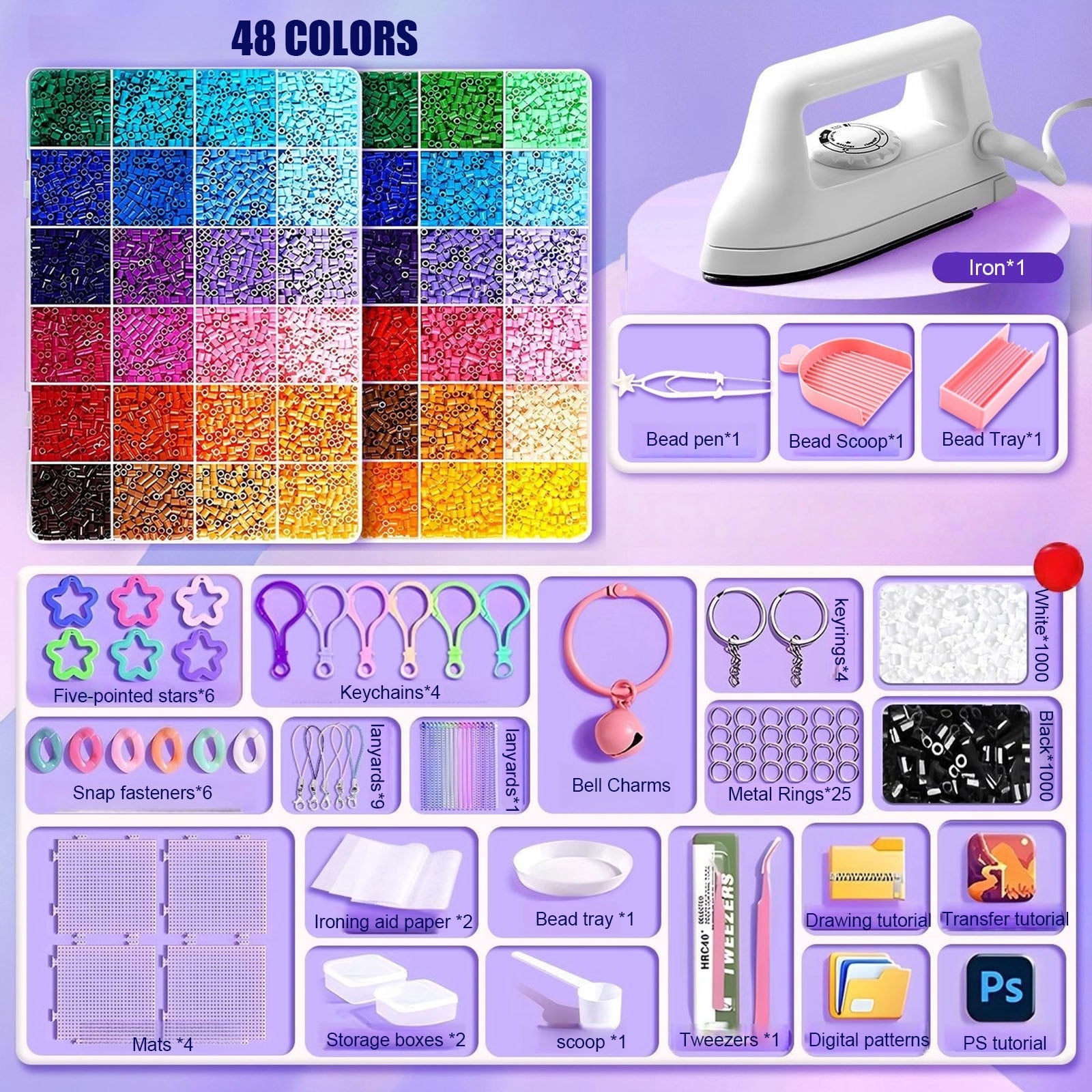 Perler Beads Craft Kit with Iron & Upgrade Tools - Complete DIY Fuse ...