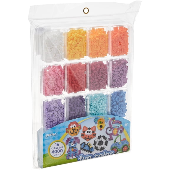 Perler Beads Fun Colors Fuse Beads and Storage Tray For Kids Crafts, 4000 pcs