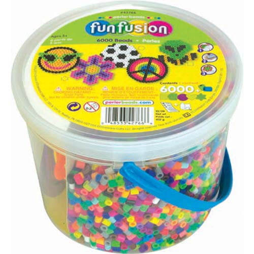 Perler Fun Fusion Bead Bucket, Multi Mix Colors, 6000 Pieces and 5 Pegboards