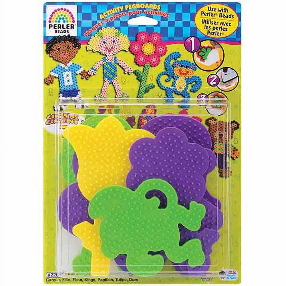 Perler Fuse Bead Activity Peg Boards, 7 Multicolor Pegboards and Ironing  Paper