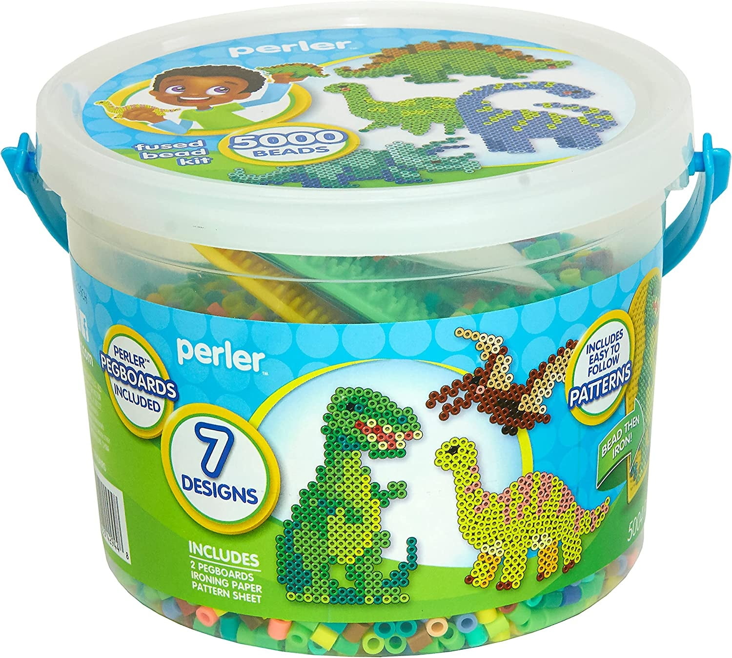 Perler Beads Glow in The Dark Multicolor Fuse Bead Bucket Kit, 5000pcs,  (package may vary) : Toys & Games 