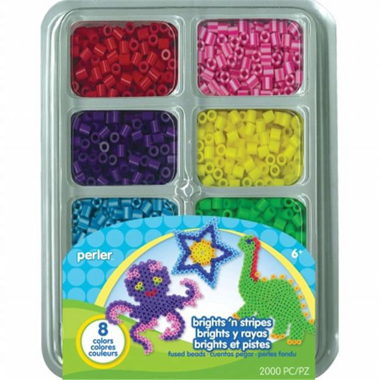 Perler Fused Bead Tray 2000pc Brights N Stripes - Walmart.com