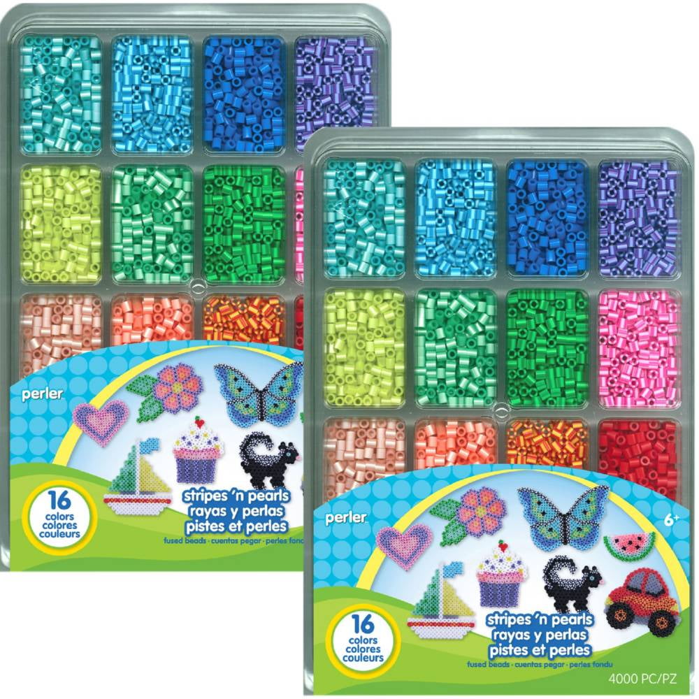 5500 Beads - Fuse Bead Kit - Includes 5,500 Beads in 24 Colors, 4 Pegboards, 1 Tweezer, 2 Ironing Papers - Compatible with Perler Beads