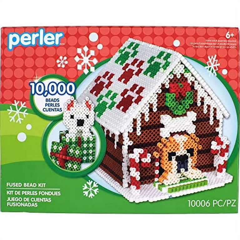 Perler Gingerbread Dog House 3D Christmas Fuse Bead Kit for Kids and Families 10006 Piece