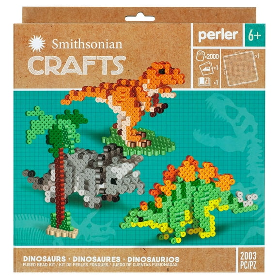 Perler Smithsonian Crafts Dinosaurs Fused Bead Kit, Ages 6 and up, 2003 Pieces Plastic Melty Beads
