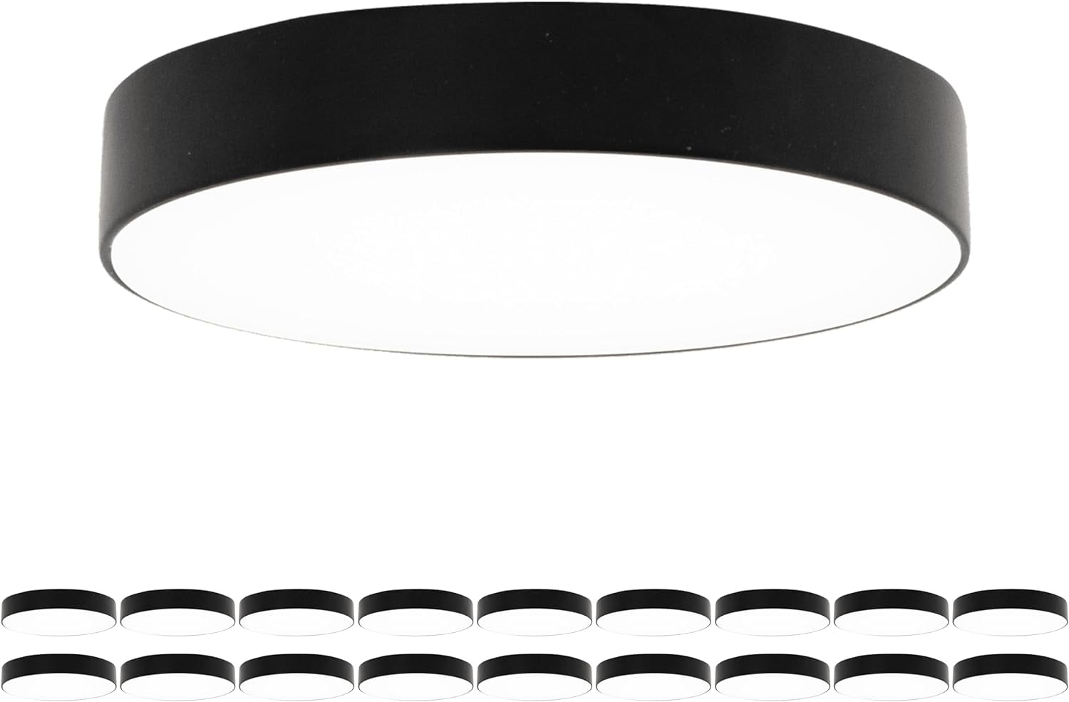 Perlglow 18 Pack 5 inch Edgeless Round Black Surface Mount Disk Light