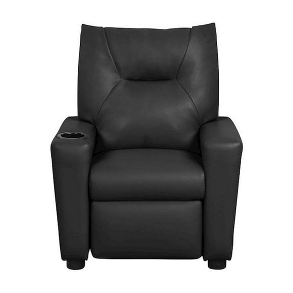 Perline 23"W Black PVC Fabric Kids Recliner Chair with Cupholder