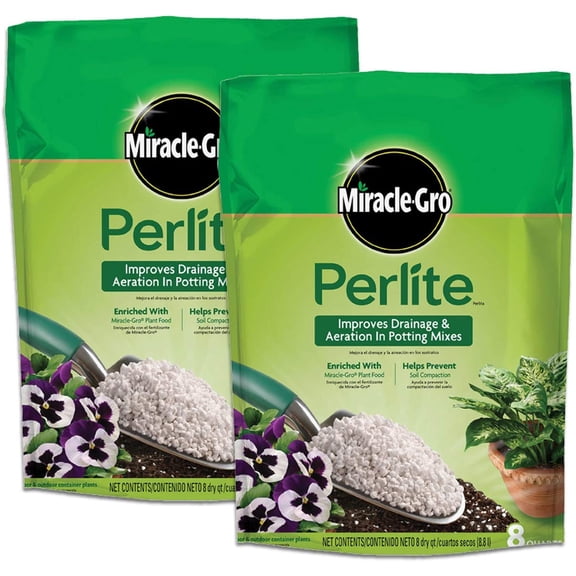 Perlite - Enriched with Plant Food, Improves Drainage and Aeration in Potting Soil Mixes, For Container Plants, 8 qt. (2-Pack)