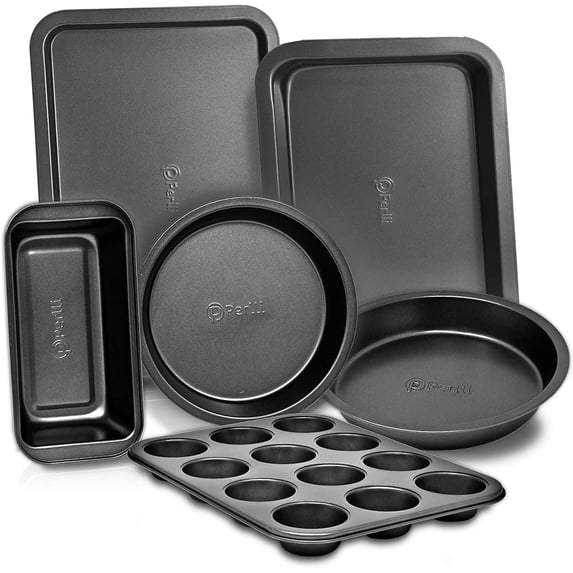 Perlli 6-Piece Baking Pan Set Stackable Non-Stick Carbon Steel Bakeware