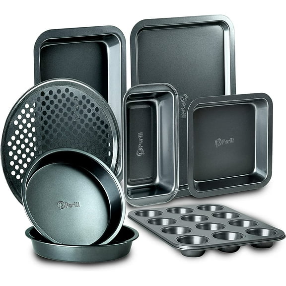 Perlli 8-Piece Baking Pan Set Stackable Non-Stick Carbon Steel Bakeware