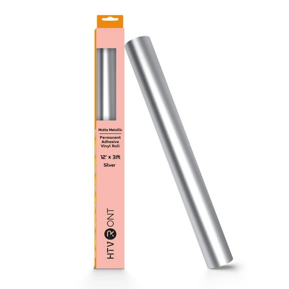 HTVRONT Permanent Matte Metallic  Vinyl - 12" x 3ft Adhesive Vinyl Roll for Cutting Machine, Signs, Scrapbooking, Craft, Die Cutters-Silver